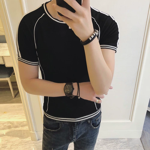 Летняя приятная телу трендовая спортивная футболка, в корейском стиле, популярно в интернете, в обтяжку