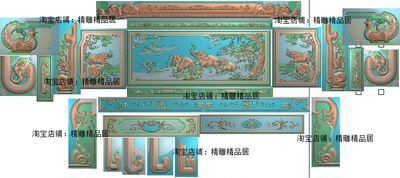 精雕双凤财源沙发木雕浮雕图象头如意沙发灰度图精雕图花鸟凤凰图