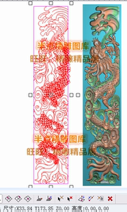 新款竖云龙精雕图浮雕图边柱龙灰度图龙柱单龙云朵精品立龙33-173