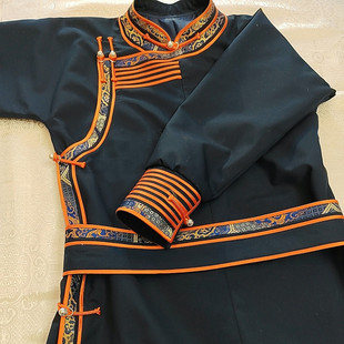 新款蒙古袍长款原创设计手工传统男士民族服装演出日常装长袖小孩