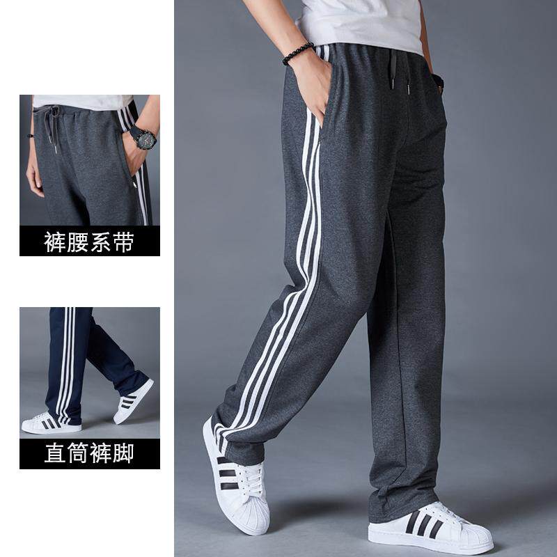 新款男士休闲裤百搭直筒春秋长裤运动裤三道杠裤子秋季条纹卫裤
