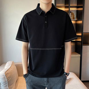 新款 翻领polo衫 2025夏季 短袖 宽松上衣 潮流男士 休闲百搭棉T恤时尚