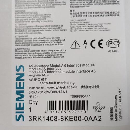 议价AS接口模块3RK1408-8KE00-0AA23RK14088KE000AA2