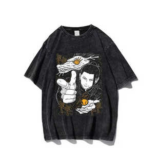 Jujutsu Kaisen日本动漫咒术回战周边水洗复古短袖T恤男体恤上衣