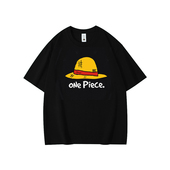 海贼王路飞夏季 纯棉短袖 T恤衣服男女动漫宽松印花亲子男童上衣ins