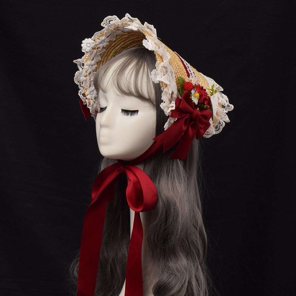 新款洛丽塔lolita扁帽波奈特田园bnt大小姐优雅写真茶会复古华丽