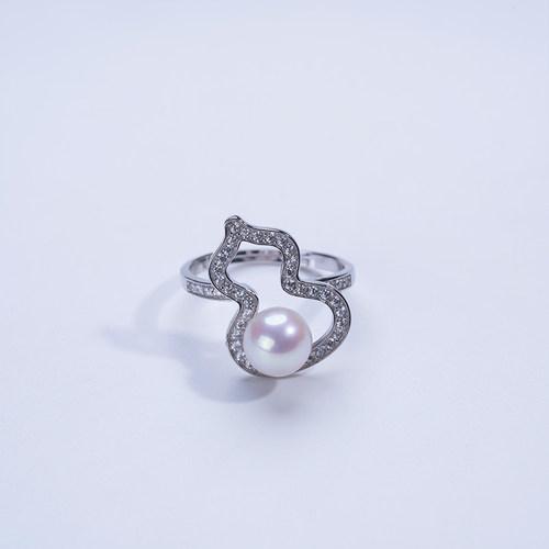 红桥珍珠 福禄S925银白色珍珠戒指7-8mm