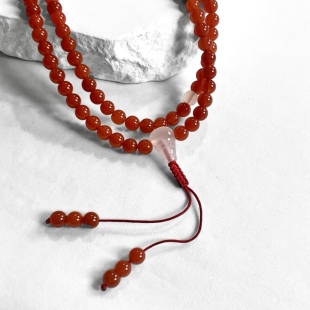 红桥 保山料冰红原矿南红顶级6mm+滴水洞 多宝手串