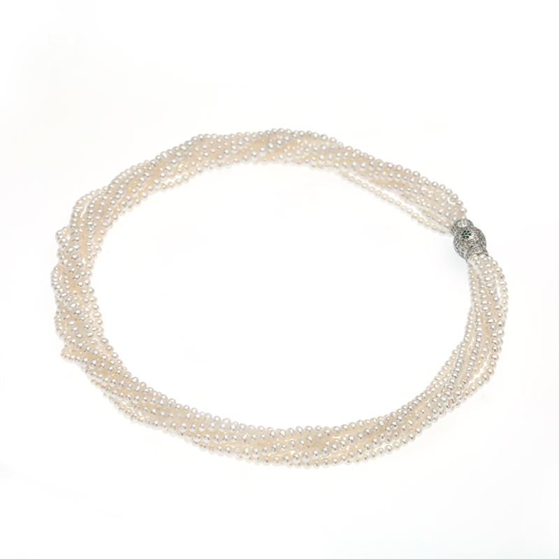 【禧物社】红桥珍珠 淡水AK多条编织小香珍珠项链串链3-4mm合金