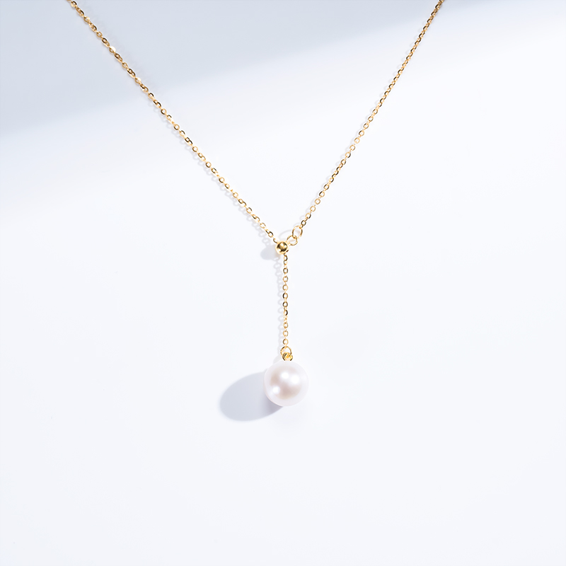 红桥市场 红桥珍珠 S925银白色珍珠Y字吊坠9-10mm