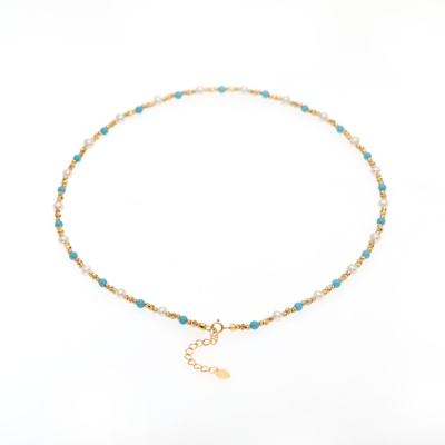 红桥珍珠 淡水珍珠国风款珍珠项链 人造绿松 合金