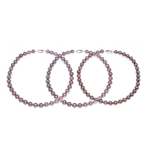 红桥珍珠 紫韵系列 淡水有核爱迪生串链项链9-11mm