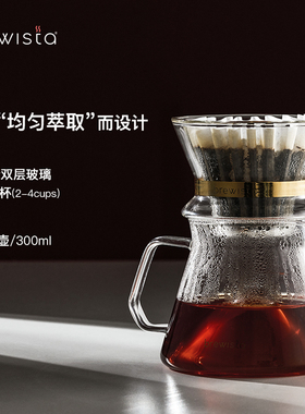 Brewista手冲咖啡双层玻璃蛋糕滤杯M山丘咖啡分享壶家用咖啡器具