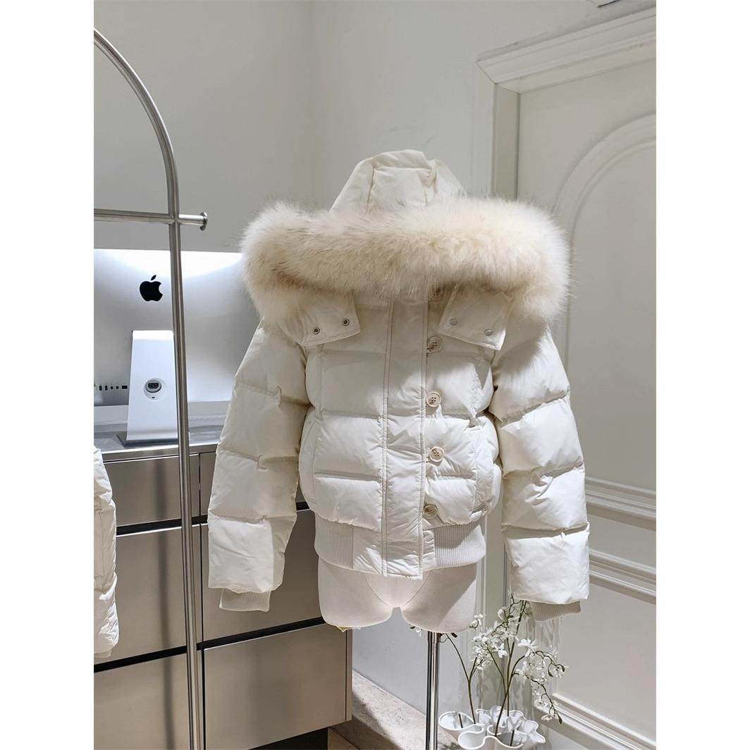 网图网红尹千金同款芬兰雪境纯色连帽大毛领棉袄学生外套棉服