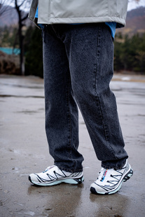 williamin直筒日系水洗男士休闲裤硫化黑酵素石磨水洗牛仔裤