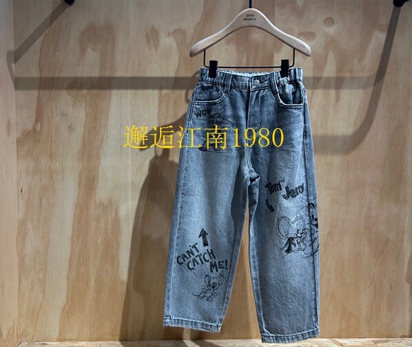 little moco专柜正品25秋款男女童水洗印花牛仔裤 KBE3JEN018