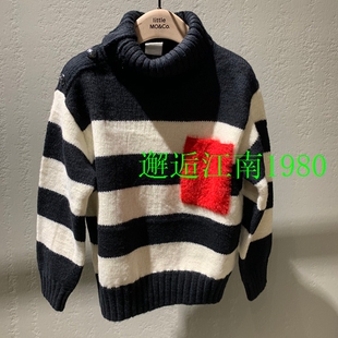 little moco童装24年冬女童毛衣高领可翻领针织衫KBD4SWT008