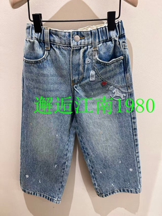 little moco 26春装新款男女童印花牛仔裤长裤直筒裤子KBF1JEN012