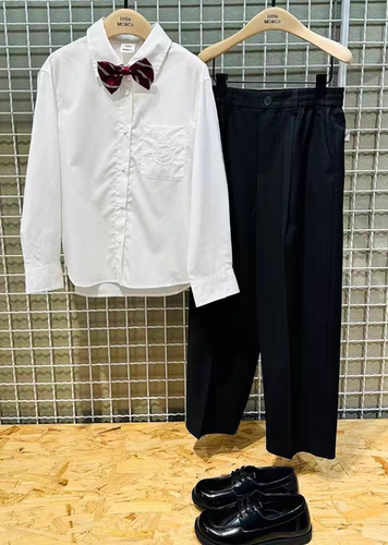 littlemoco专柜正品26年秋款男童白色长袖衬衫西装马甲KBF3SHT014