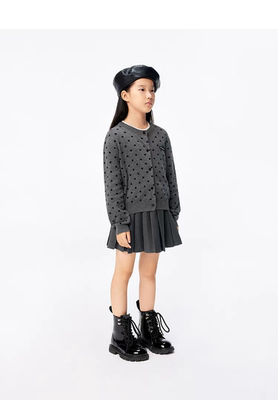 little moco专柜正品25年春女童纯棉波点针织毛衣开衫KBE1CAR009