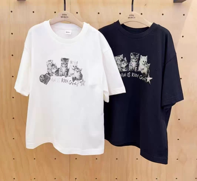 little moco专柜正品25夏款男女童猫咪短袖T恤KBE2TEE005