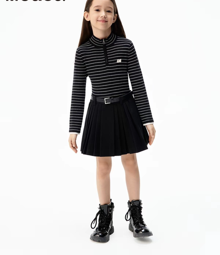 little moco专柜正品25冬新款女童条纹毛衣修身羊毛衫 KBE4SWTT10