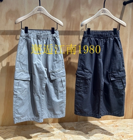 littlemoco25秋新品男童女童长裤直筒裤工装裤KBE3PAT016