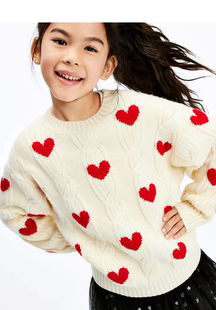 little moco童装24年冬男女童毛衣爱心提花针织衫KBD4SWT028