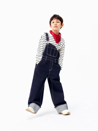 little moco专柜正品25秋款男女童复古弹力牛仔连体裤KBE3JPS003