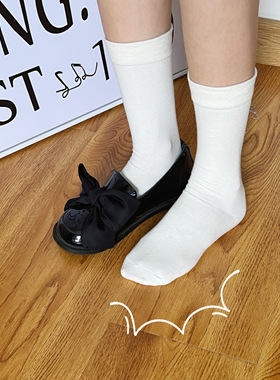 【五双装】白色中筒袜四季纯色黑色基础款韩国堆堆袜纯棉日系JK袜