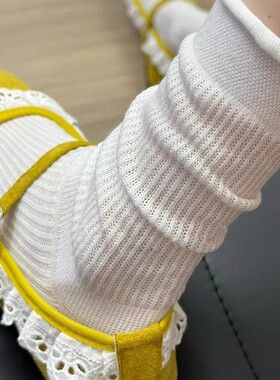 白色袜子女夏薄款堆堆袜女夏季中筒袜芭蕾风透气网眼袜夏天长袜女