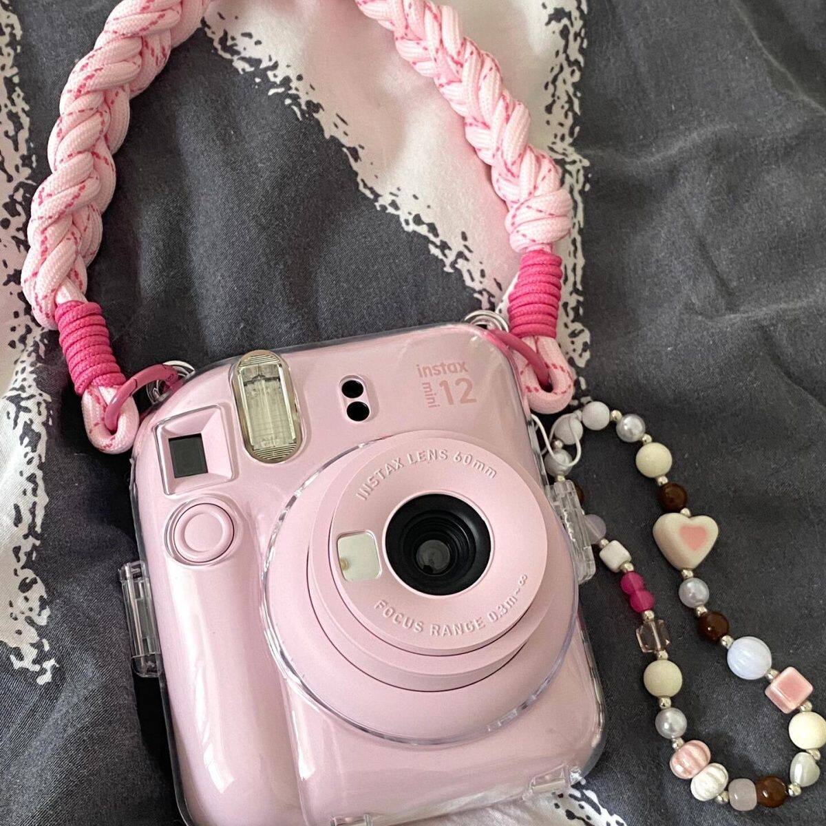 创意少女心爱心粉色系编织绳手机壳挂链拍立得短绳通用百搭钥匙链