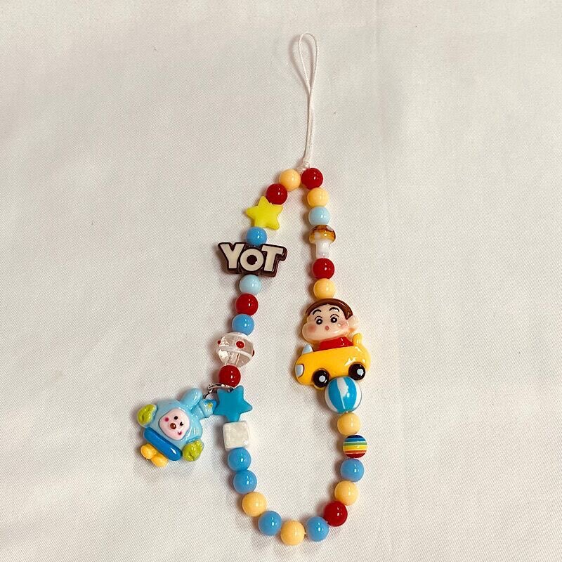 汽车蜡笔小新手机链原创挂绳珠串链条相机挂饰高级感挂件可爱挂链