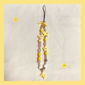 小清新黄色星星蝴蝶结爱心手链条手机壳挂绳便携手腕带挂链女款