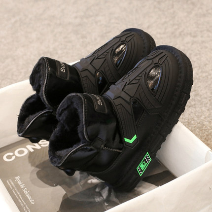 男童雪地靴冬季2025新款皮毛一体儿童大棉鞋男女孩加绒加厚棉靴面