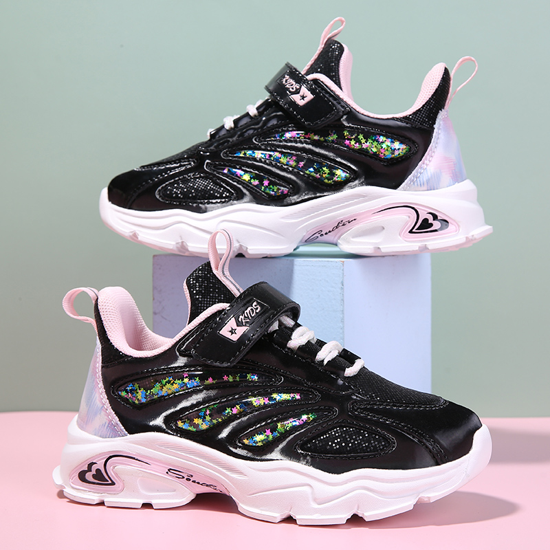 品牌女童运动鞋5春秋7小女孩防水8皮面跑步鞋9女孩鞋中大童休闲鞋