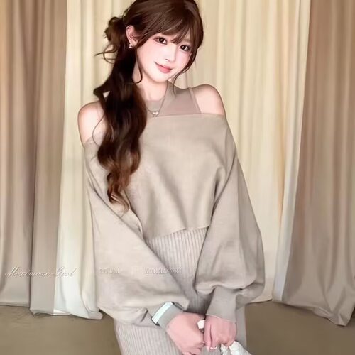 甜水仙 银座muse裙 日系系带罩衫 无袖背心针织连衣裙两件套