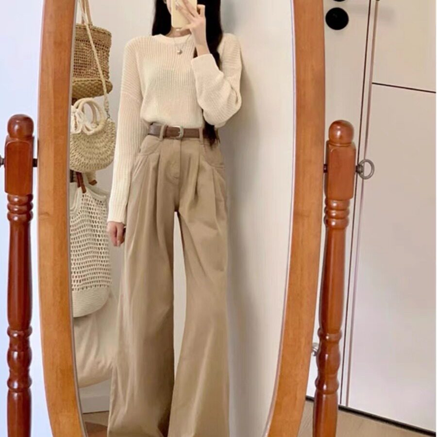 秋装搭配小个子松弛感穿搭一整套时尚休闲阔腿裤两件套装秋季女装