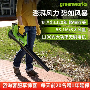 格力博greenworks鼓风机工业锂电吹风机除尘器吹树叶吹雪机40V82V