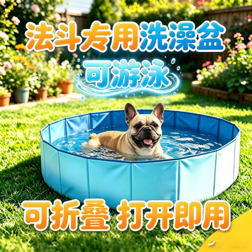 法斗犬斗牛犬专用狗狗洗澡盆宠物小狗游泳池可折叠浴盆泳池洗澡桶