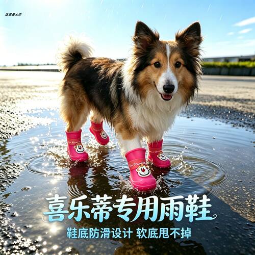 喜乐蒂专用狗狗雨鞋脚套小狗鞋子外出软底甩不掉夏季透气易穿雨靴