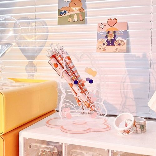 ins风创意卡通亚克力笔筒 网红桌面收纳创意文具装饰摆件置物盒