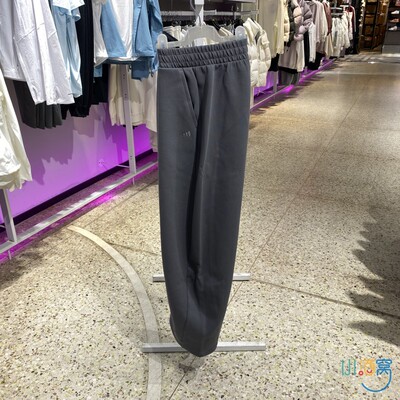 正品Adidas阿迪达斯简约LOGO百搭宽松女运动休闲针织长裤JZ4055