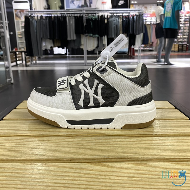 正品MLB老花简约LOGO拼接低帮百搭男女情侣运动休闲板鞋3ASXCHL4N
