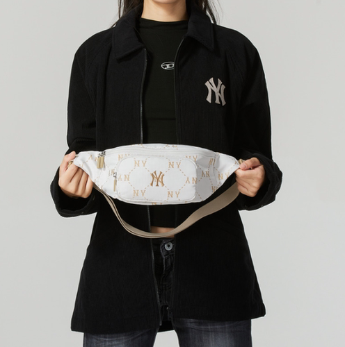 正品MLB新款老花满印百搭时尚跑步男女运动休闲腰包单肩包斜挎包