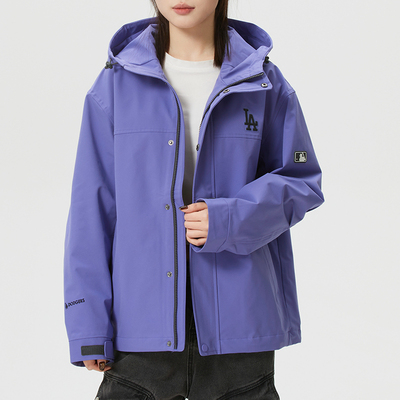 春季新款正品MLB防风保暖连帽男女运动休闲夹克外套3AWJB0161