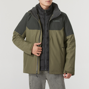 正品哥伦比亚Columbia男款连帽运动休闲羽绒三合一外套WE6671397