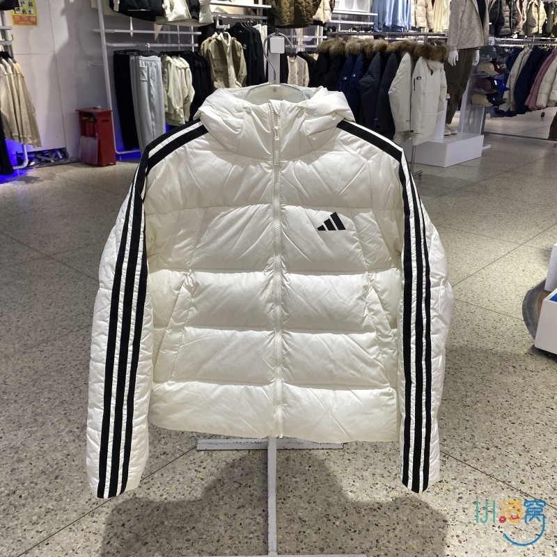 正品阿迪达斯三条纹男休闲羽绒服
