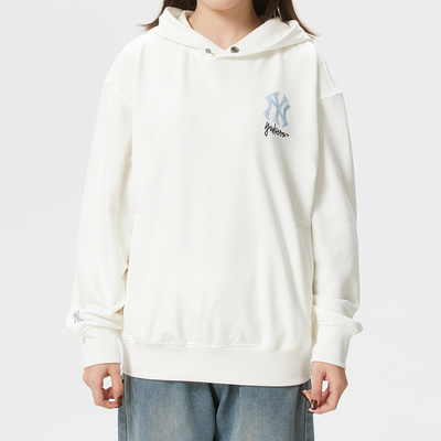 正品MLB简约时尚背部大LOGO男女运动休闲卫衣套头衫3AHDB0461