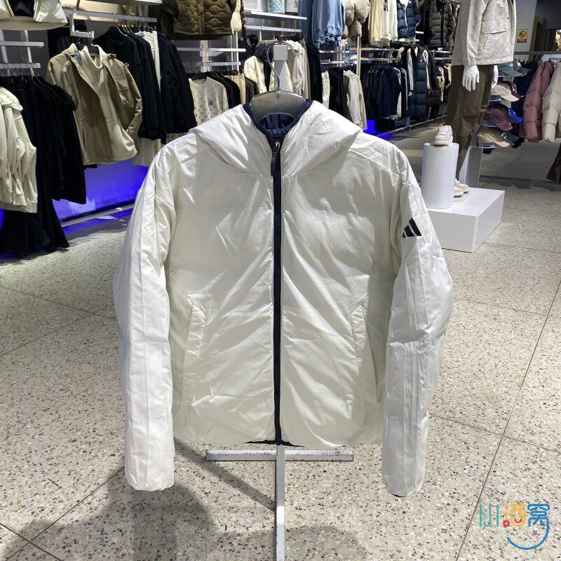 冬季正品ADIDAS阿迪达斯三条纹男装运动休闲正反双面羽绒服KC2491